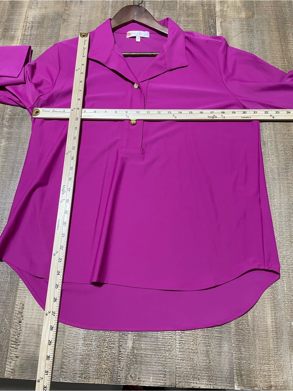 Jude Connally Vibrant Fuchsia Collared Pullover Blouse - Picture 6 of 6